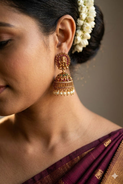 Antique lakshmi kemp & AD jhumka