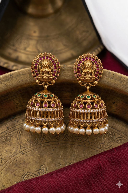 Antique lakshmi kemp & AD jhumka