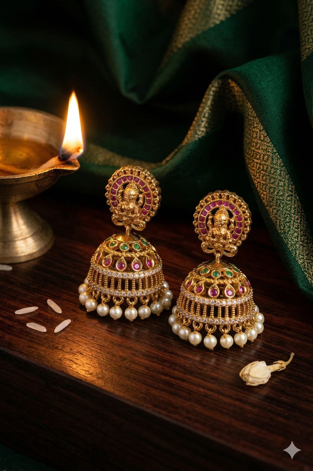 Antique lakshmi kemp & AD jhumka