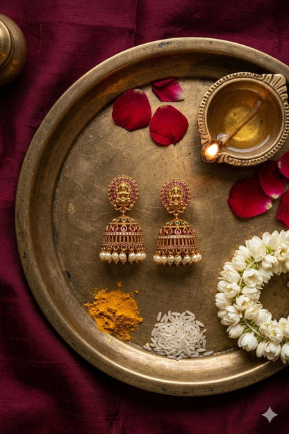 Antique lakshmi kemp & AD jhumka