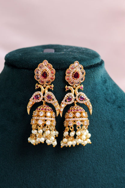 Antique Mayuri Stone Jhumka