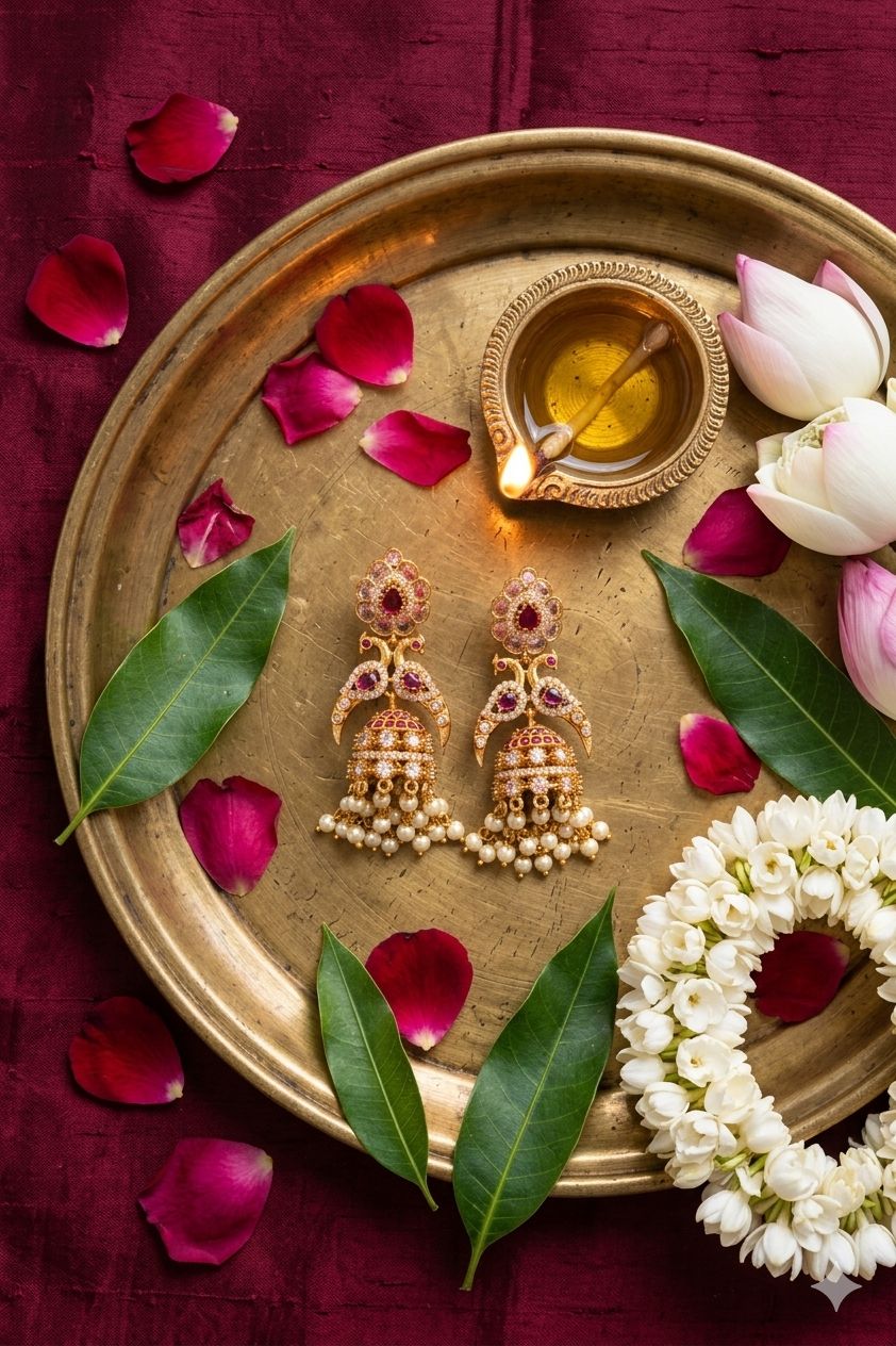 Antique Mayuri Stone Jhumka