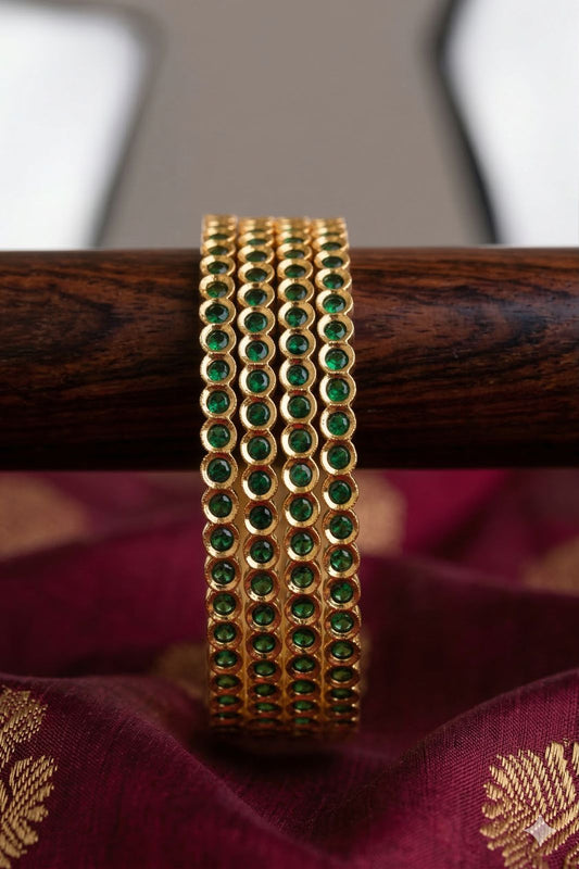 Visvarupa green line bangles(set of 4)