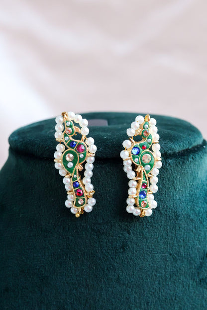 Kashmiri Peacock Motif Jhumkas with Matti