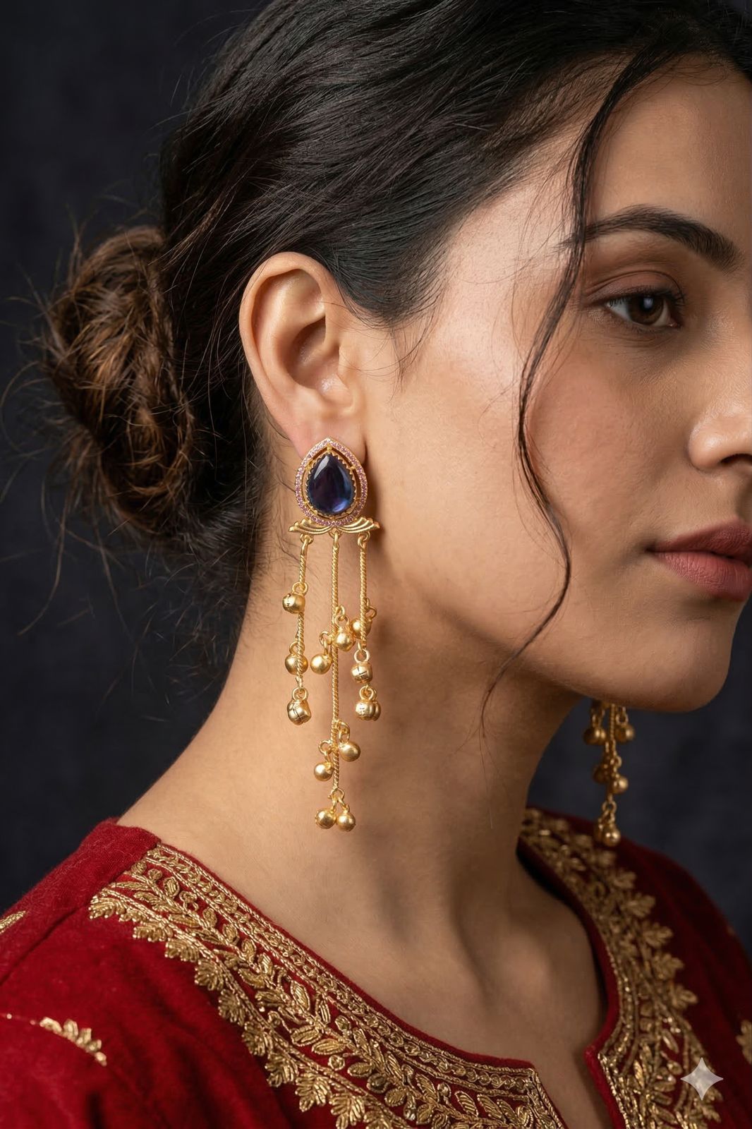 Kashmiri Blue stone Dangler Earrings