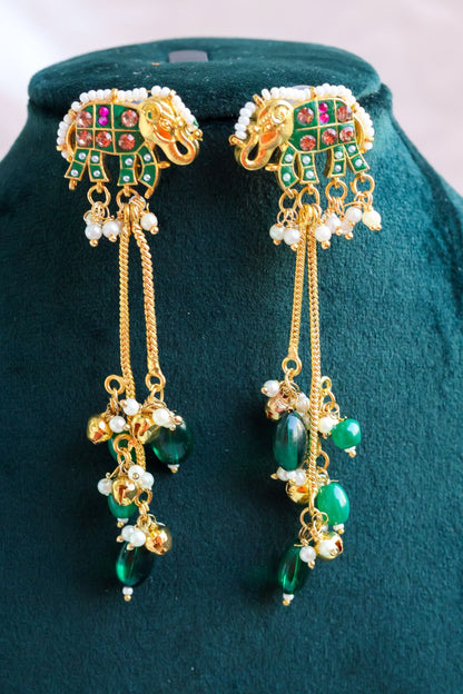 Kashmiri Elephant Motif with Chain Drops
