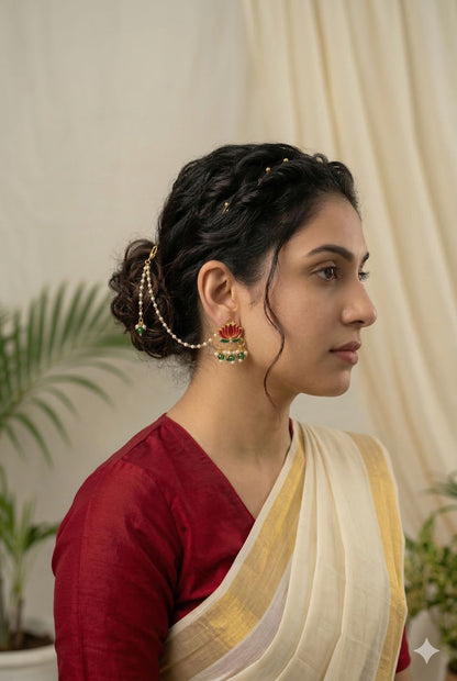 Lotus Pearl Kashmiri Style Earring