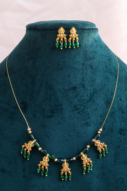Emerald/Ruby Beads Lakshmi Invisible Chain