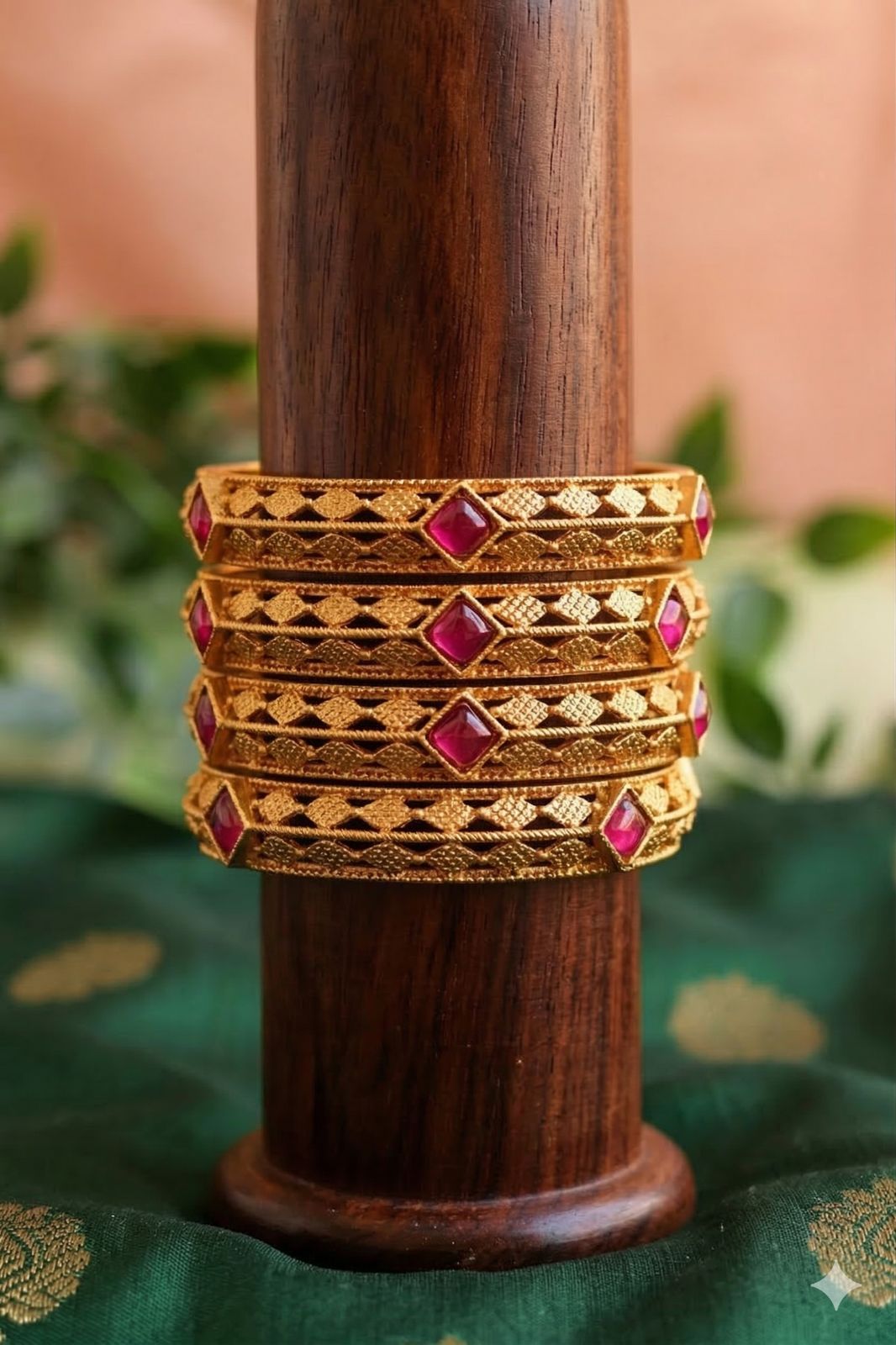Matt Finish Ruby bangle(set of 4)