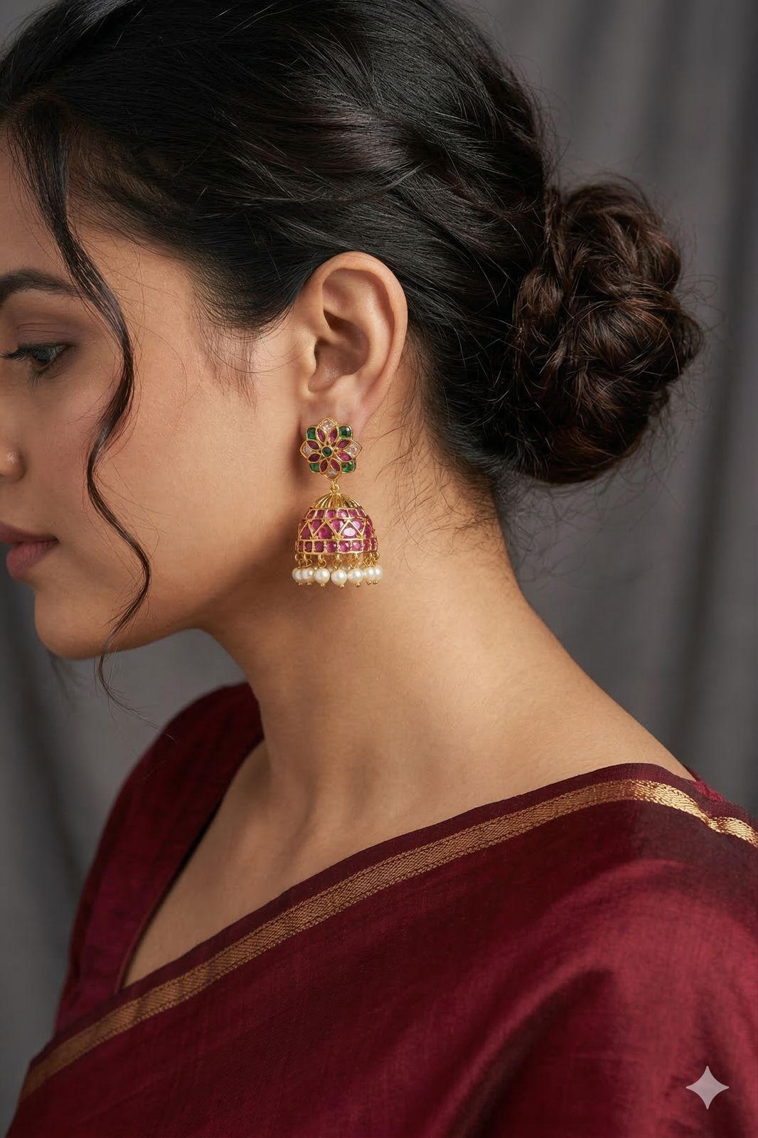 Premium Kemp Stone Jhumka