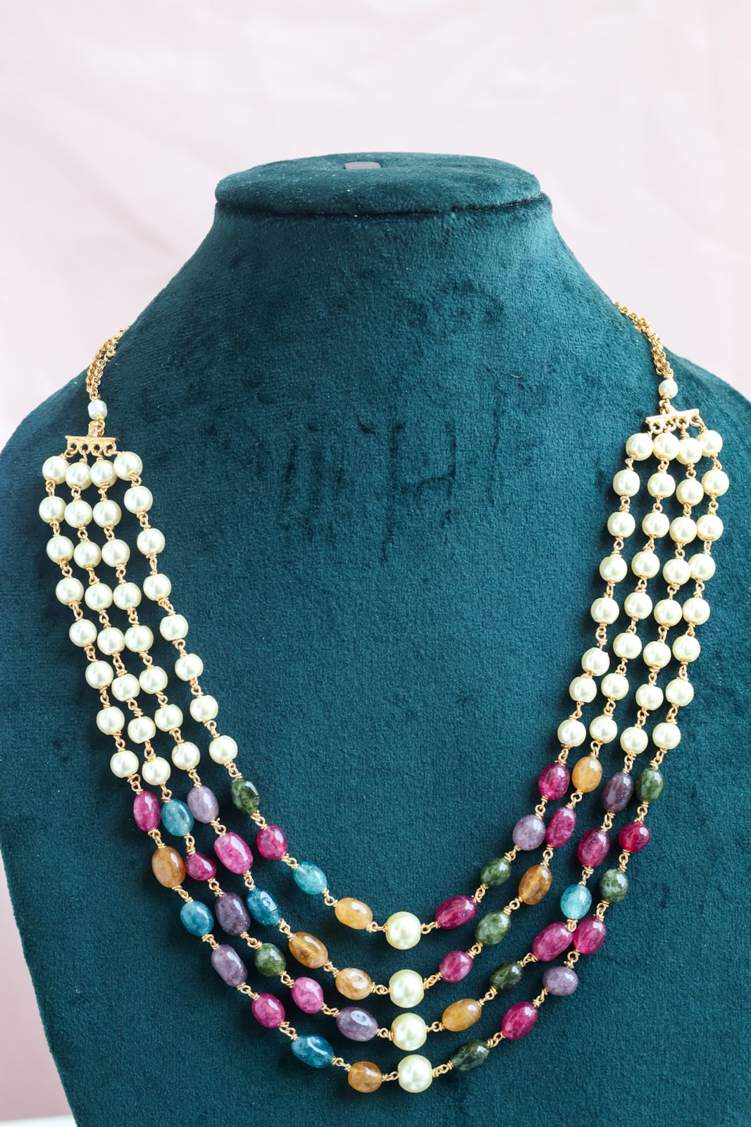 Empress Pearl & Gemstone Layered Necklace