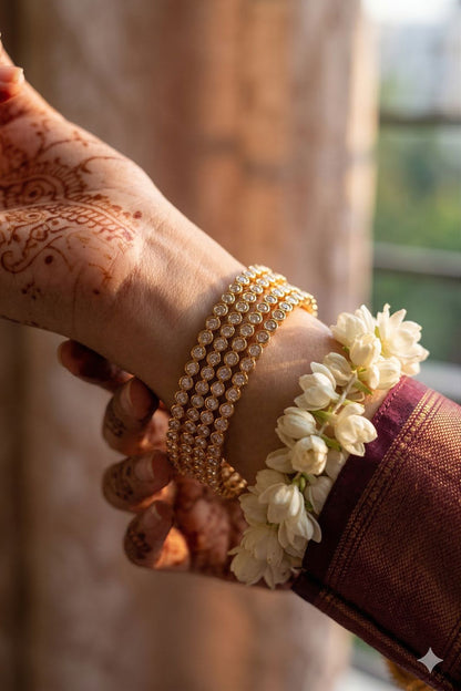 Visvarupa white line bangles(set of 4)