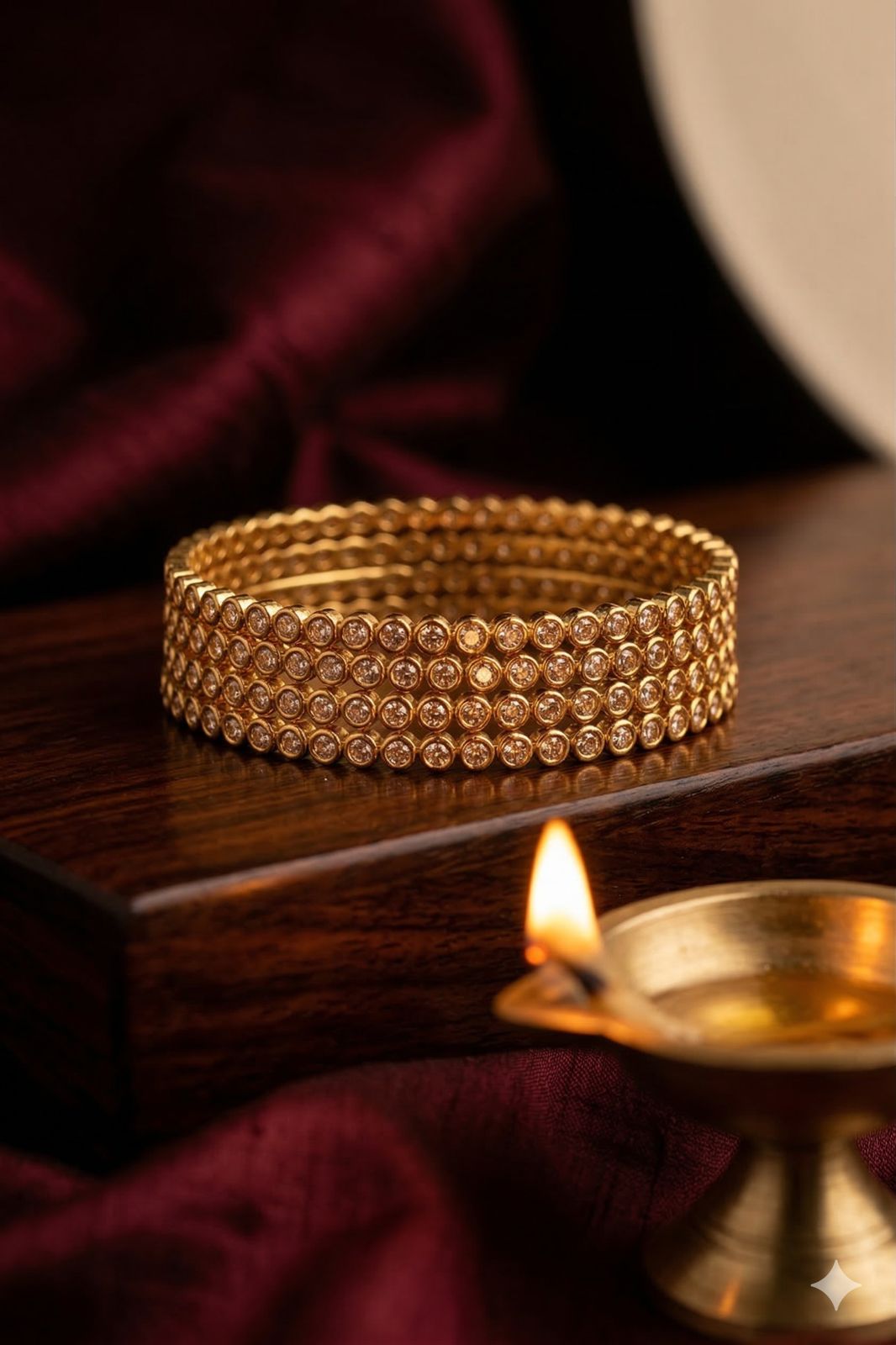 Visvarupa white line bangles(set of 4)