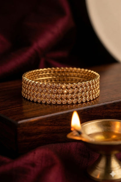 Visvarupa white line bangles(set of 4)