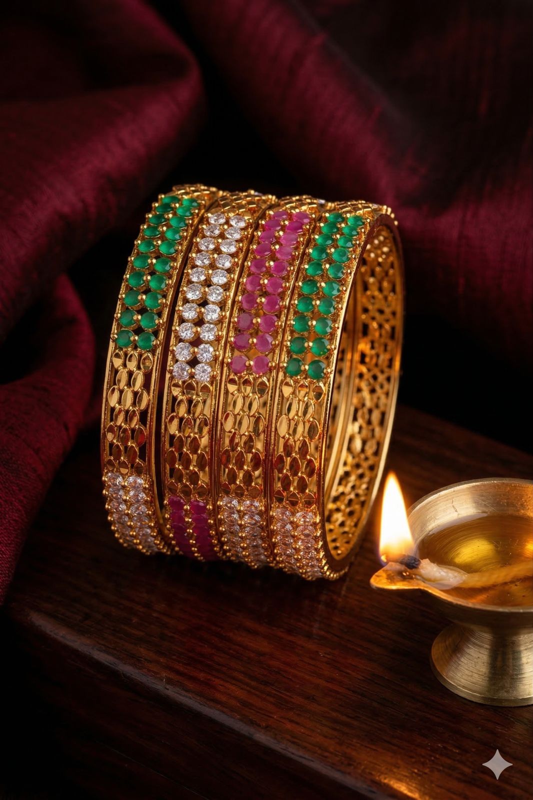Rajwadi Tricolor bangle set(Set of 2)