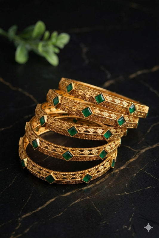 Matt Finish Emerald bangle(set of 4)