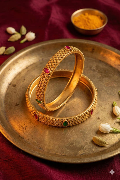 Navratna Matt finish bangle(set of 4)