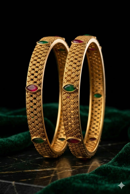 Navratna Matt finish bangle(set of 4)