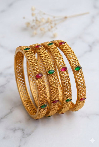 Navratna Matt finish bangle(set of 4)