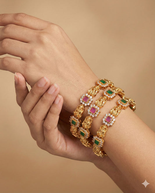 Lakshmi Ruby Green Bangles (Price of a Pair)