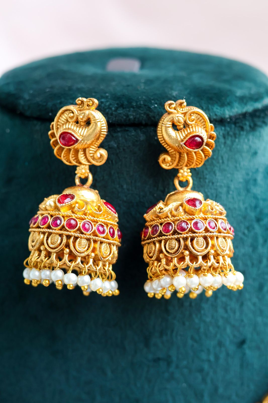 Mayura Heritage Necklace with Carved Ruby Centerpiece