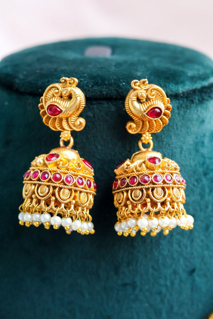 Mayura Heritage Necklace with Carved Ruby Centerpiece
