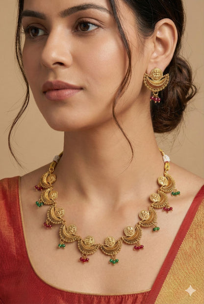 Gold Finish Lunar Pendant choker