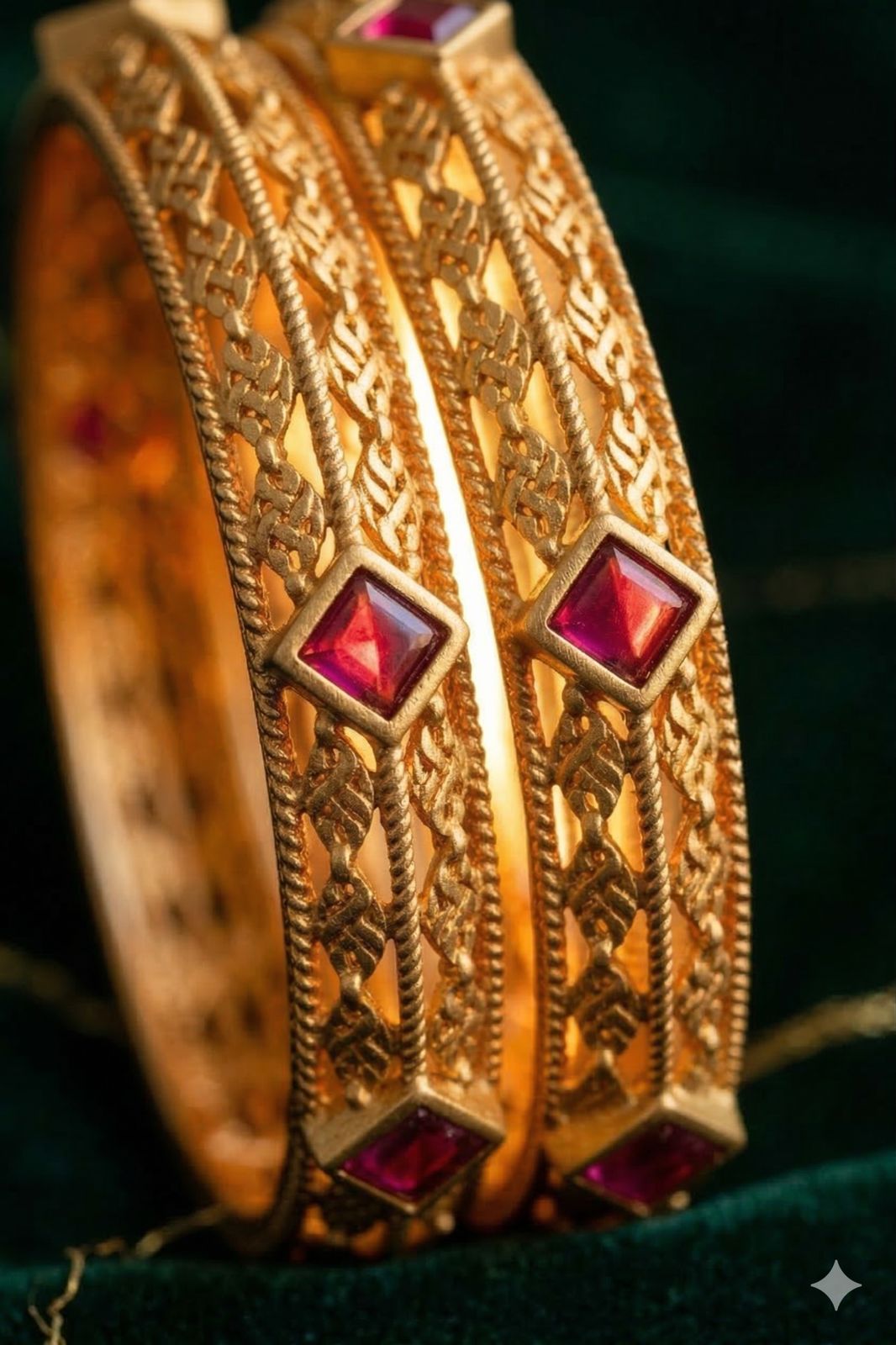 Matt Finish Ruby bangle(set of 4)