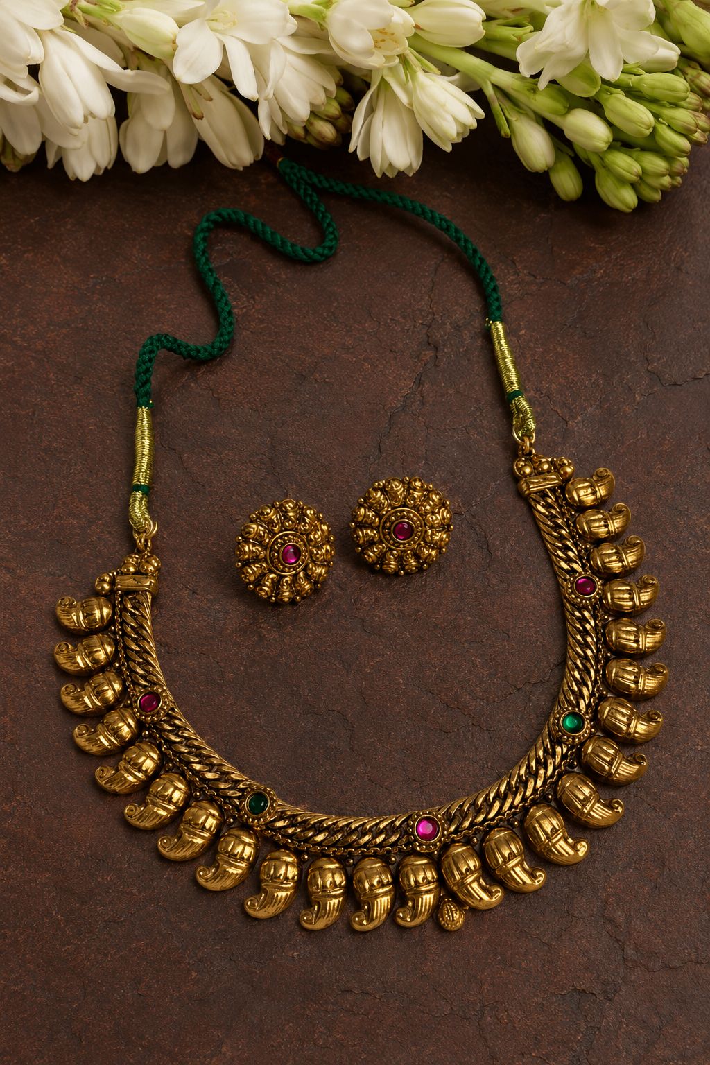 Antique Gold Mango Motif Necklace Set